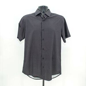 Tom Baine Performance Button-up / Black w/ White Print / Men's MEDIUM